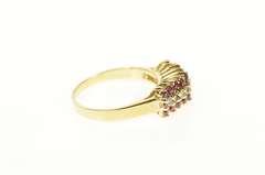 14K Yellow Gold Squared Ruby Diamond Statement Band Ring
