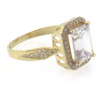 Gorgeous 14kt Yellow Gold Emerald Cut CZ Gemstone Ring