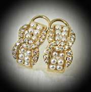Fabulous 18K Pearl and Diamond Earrings