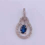 14kt Gold, Blue Sapphire, & Diamond Pendant