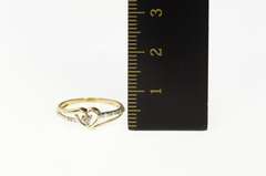 10K Yellow Gold Diamond Inset Wavy Heart Love Promise Ring