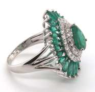 Supreme Emerald Ring with Diamonds and 18k Stamped White Gold Band