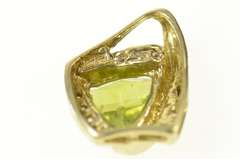 10K Yellow Gold Trillion Peridot Diamond Accent Statement Pendant