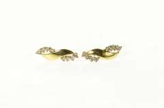 14K Yellow Gold Diamond Twist Design Bar Statement Earrings