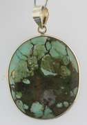 Striking well marbled 45.71ct Turquoise cabochon sterling pendant