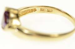 14K Yellow Gold Ornate Trillion Amethyst Diamond Statement Ring