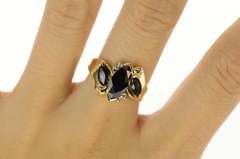 14K Yellow Gold Marquise Sapphire Diamond Accent Bypass Ring