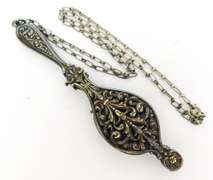 Ornate Antique Sterling Silver Ladies Lorgnette w/Chain