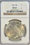 Creamy-white Gem BU 1923 Peace Silver Dollar. NGC MS65