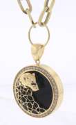 Glowing Yellow Gold Panther Black Onyx Pendant on Chain
