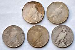 5 Peace Dollars 1922-1926
