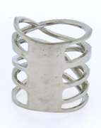 Contemporary Sterling Silver Ring with Cubic Zirconias