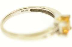 10K White Gold Princess Citrine Diamond Accent Statement Ring