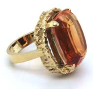 LADIES 14 KT YELLOW GOLD RING WITH CITRINE.