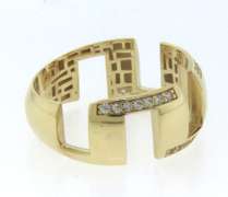 Gorgeous Handmade Italian 14k Gold Contemporary Style Ring with Cubic Zirconias