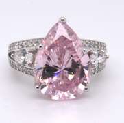 Pear Shaped Pink Cubic Zirconia Cocktail Ring