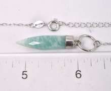 Glamorous Green Pointed Gemstone Necklace in Sterling Silver