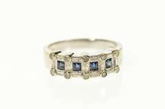 14K White Gold 1.07 Ctw Sapphire Diamond Wedding Band Ring