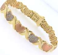 Fun 14kt Yellow/Rose Gold Heart & X Bracelet