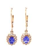 Charming Yellow Gold Tanzanite and Diamond Dangle Earrings