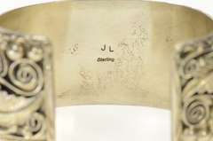 Sterling Silver J Lee Navajo Native American Leaf Cuff Bracelet