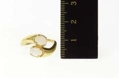 10K Yellow Gold Oval Opal Ornate Retro Bypass Statement Ring