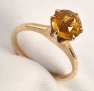 Vintage Citrine Solitaire Ring