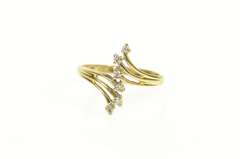 14K Yellow Gold Wavy Diamond Bypass Fanned Statement Ring