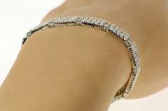 14K White Gold 5.00 Ctw Diamond Greek Key Swirl Tennis Bracelet