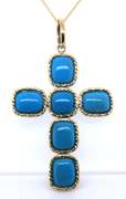Powerful Turquoise Cross Pendant on Chain