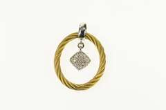 18K Yellow Gold Charriot Designer Cable Twist Diamond Dangle Pendant