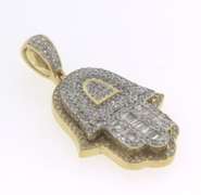 Impressive 10kt Diamond Hamsa Hand Pendant