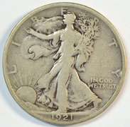 Rare 1921-P Walking Liberty Half Dollar. Nice Fine