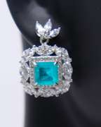 Green and White Cubic Zirconia Sterling Silver Earrings