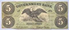 $ 5 Government Bank Of Wash  DC Nov 15 1862 Note