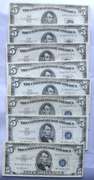 8 1953 Various Series $5 Blue Seal Silver Certificates.