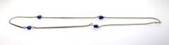 Minature Sterling Silver Snake Chain Necklace with Blue Heart Gemstones