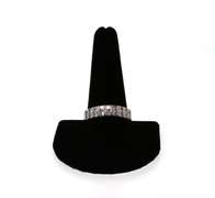Impressive Sterling Silver Anniversary Band Ring with Double Row Baguette Cubic Zirconias