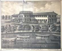 ANTIQUE PRINT SPRING LAKE N.J. - LAKE HOUSE 1878