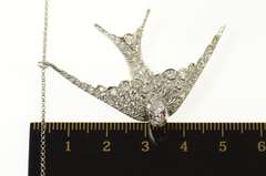 Platinum 3.06 Ctw Pave Diamond Ruby Sparrow Bird Necklace