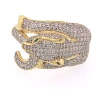 Vivid 14kt Yellow Gold CZ Panther Ring, Earrings, Pendant & Bracelet Set