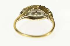 14K Yellow Gold Scalloped Retro Diamond Statement Ring