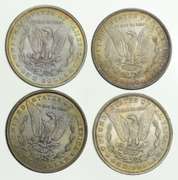 Lot (4) 1884-O 1885-O & 1886 Morgan Silver Dollars - Toned Choice Unc