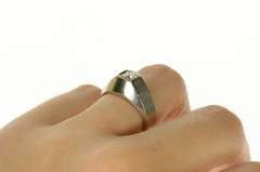 14K White Gold 0.35 Ct Diamond Squared Retro Wedding Ring