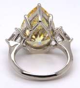 Sterling Silver Pear Shaped Yellow Cubic Zirconia Ring