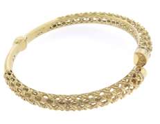 Modern Handmade Italian 14k Gold Adjustable Bangle Bracelet
