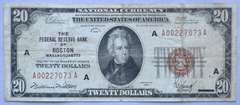 $ 20 Series of 1929 National Currency Boston Note