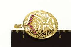 14K Yellow Gold Ruby Turquoise Filigree Menorah Spinning Charm/Pendant