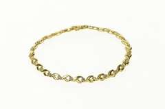 10K Yellow Gold Classic Diamond Wavy Link Simple Tennis Bracelet