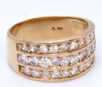 Majestic Yellow Gold Triple Row Diamond Band